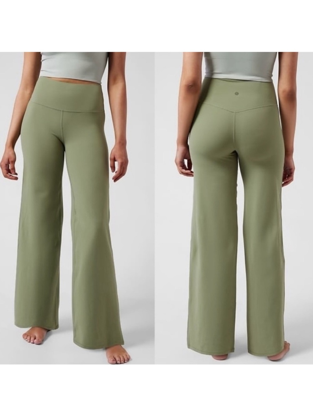 Athleta L Elation Wide Leg Pants Eucalyptus Olive